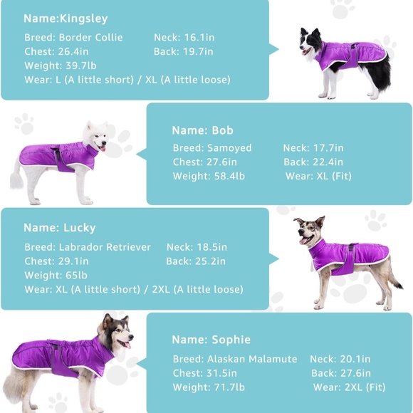 Dog Waterproof & Reflective Dog Winter Coat, Fleece Lining With Harness Hole - L - Picture 9 of 11
